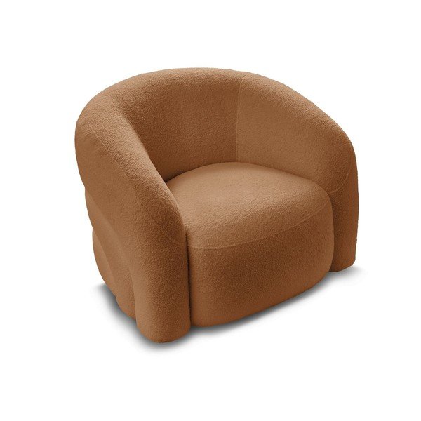 Oranžinės spalvos pasukamas krėslas iš boucle Elina – Bobochic Paris-image-3