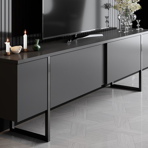 TV spintelė antracito spalvos 180x30 cm Luxe – Kalune Design-image-2