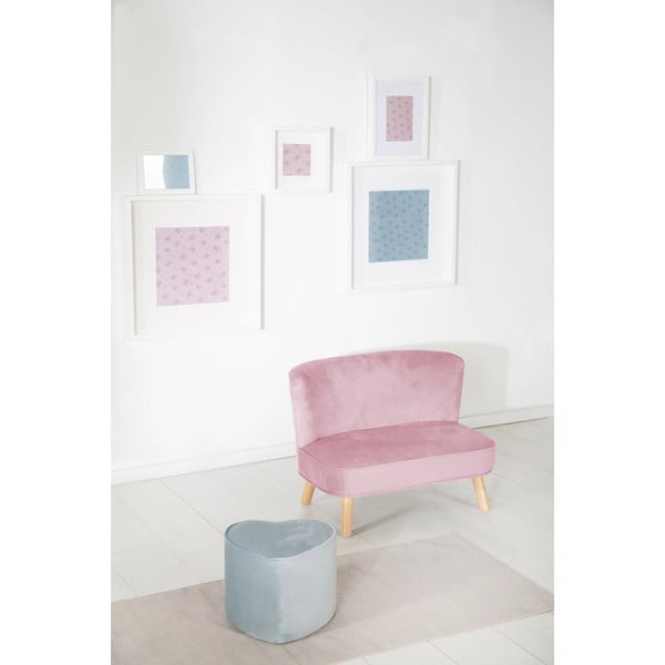 Vaikiška sofa šviesiai rožinės spalvos iš velveto 70 cm Lil Sofa – Roba-image-1