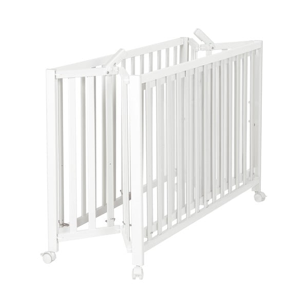 Vaikiška lovelė baltos spalvos ant ratukų 60x120 cm Fold up – Roba-image-2