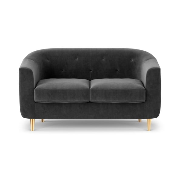 Tamsiai pilka aksominė sofa Kooko Home Corde, 125 cm
