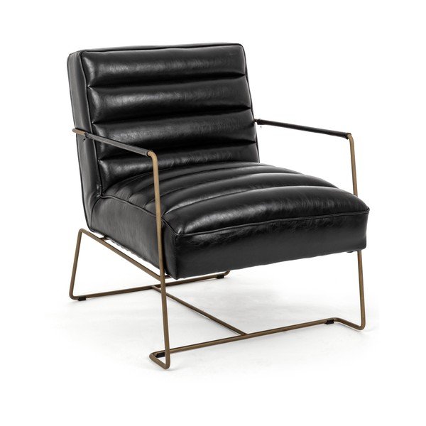 Juodos spalvos krėslas iš dirbtinės odos Brianna – Bizzotto