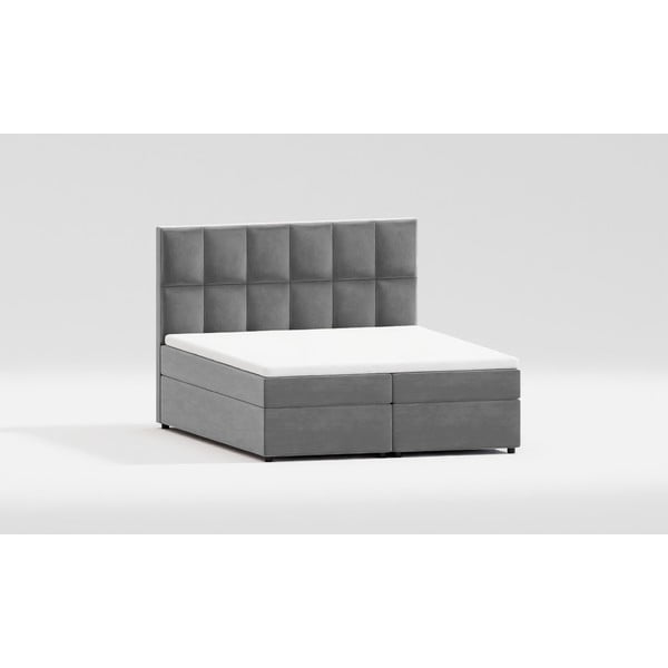 Dvigulė lova pilkos spalvos audiniu dengta su sandėliavimo vieta 200x200 cm Flip – Ropez