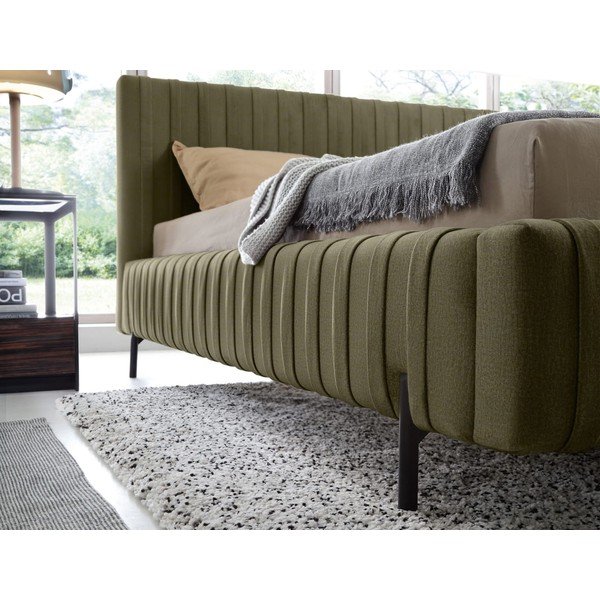 Žalios spalvos dvigulė lova dengta audiniu su sandėliavimo vieta su lovos grotelėmis 140x200 cm Plissa – ELTAP-image-4