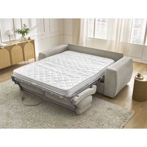 Smėlio spalvos sofa miegojimui/sulankstoma iš šenilinio audinio 220 cm Hugo – Bobochic Paris-image-1