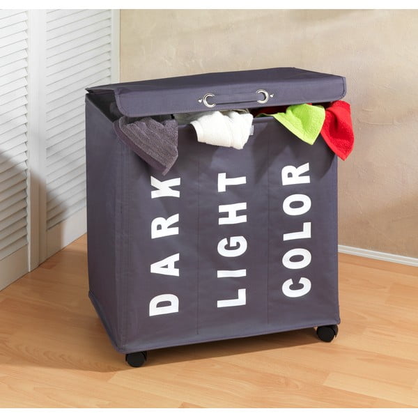 Pilkas trigubas skalbinių krepšys Wenko Trivo, 117,6 l-image-1