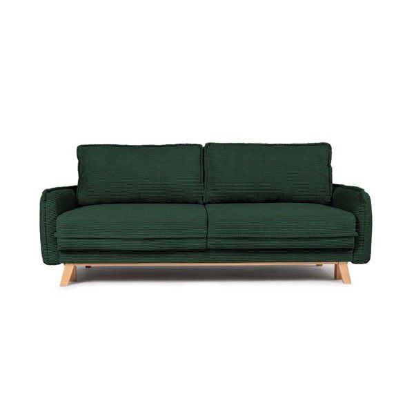 Tamsiai žalios spalvos sulankstoma/su sandėliavimo vieta sofa iš kordinio velveto 218 cm Tori – Bonami Selection