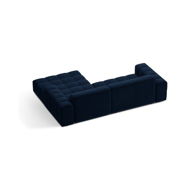 Tamsiai mėlynos spalvos kampinė sofa iš velveto (su dešiniuoju kampu/su gultu) Chicago – Cosmopolitan Design-image-2