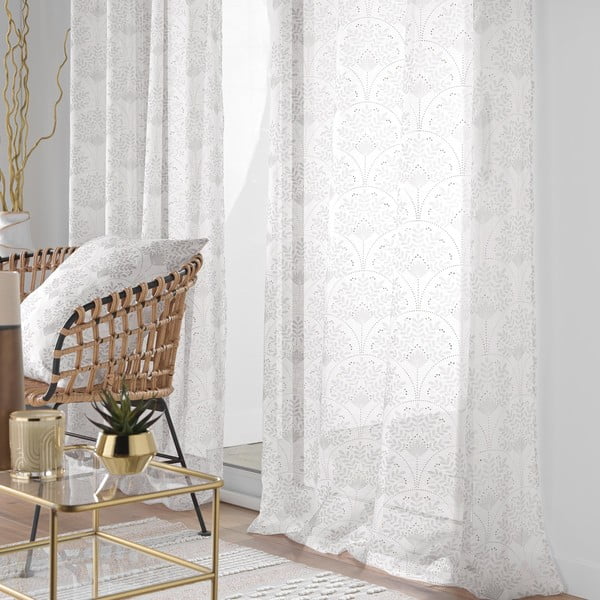 Permatoma užuolaida baltos spalvos/smėlio spalvos 140x280 cm Majestia – douceur d'intérieur-image-1