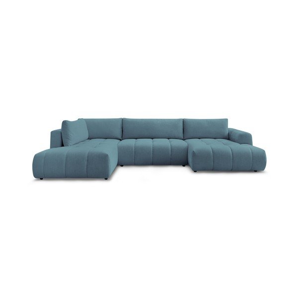 Mėlynos spalvos sulankstoma/su sandėliavimo vieta kampinė sofa (su kairiuoju kampu/„U“ formos) Fuji – Bobochic Paris