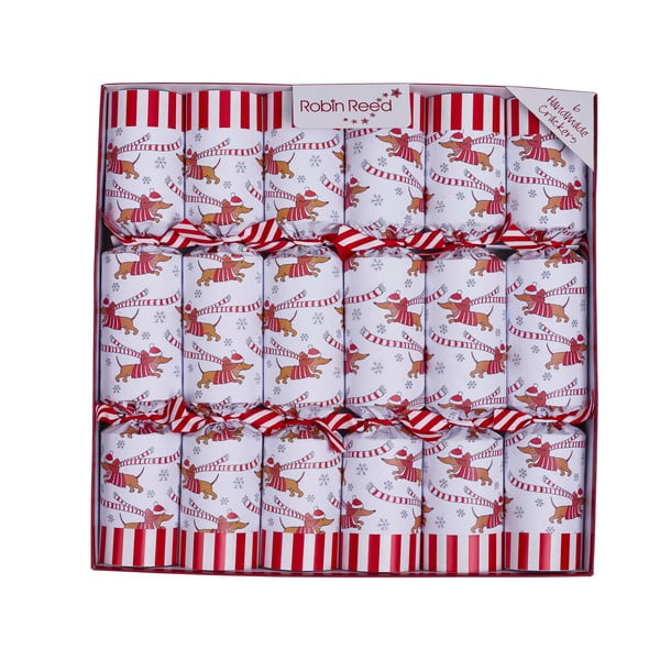 Kalėdiniai krekeriai 6 vnt. Racing Sausage Dog – Robin Reed