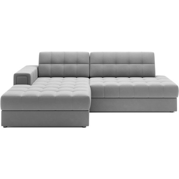 Pilkos spalvos iš velveto sulankstoma kampinė sofa (su kairiuoju kampu/su gultu) Blezalt – ELTAP