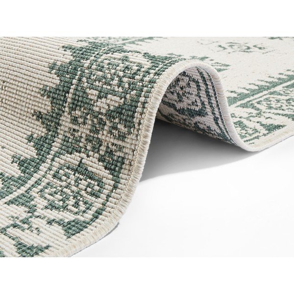 Žalios ir kreminės spalvos dvipusis lauko kilimas NORTHRUGS Duque, 80 x 350 cm-image-1