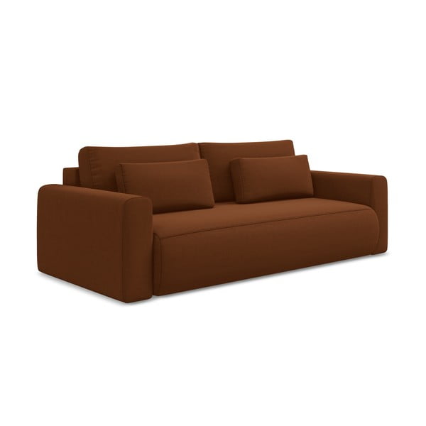 Terakotos spalvos iš velveto sulankstoma/su sandėliavimo vieta sofa 238 cm Kapua – Makamii-image-3