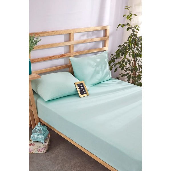 Iš medvilnės patalynė ir pagalvės užvalkalas komplekte šviesiai mėlynos spalvos su guma 180x200 cm – Mila Home