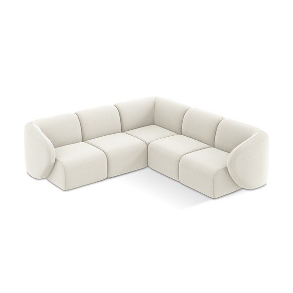 Smėlio spalvos kampinė sofa iš velveto Lani – Makamii-image-1