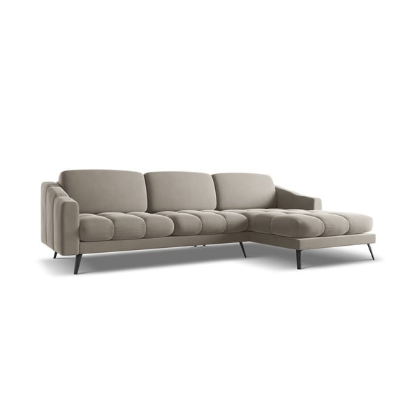 Smėlio spalvos iš velveto kampinė sofa (su dešiniuoju kampu) Nalu – Makamii-image-2