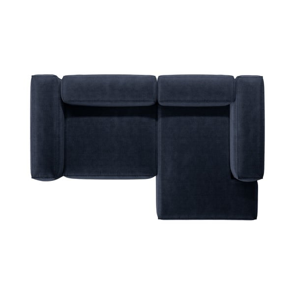 Tamsiai mėlynos spalvos iš kordinio velveto kampinė sofa (su dešiniuoju kampu/su gultu) Bergamo – Cosmopolitan Design-image-3