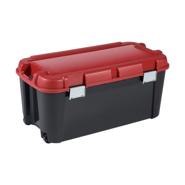 Iš plastiko daiktadėžė raudonos spalvos/juodos spalvos su dangčiu 79,5x39,5x37 cm Totem – Curver