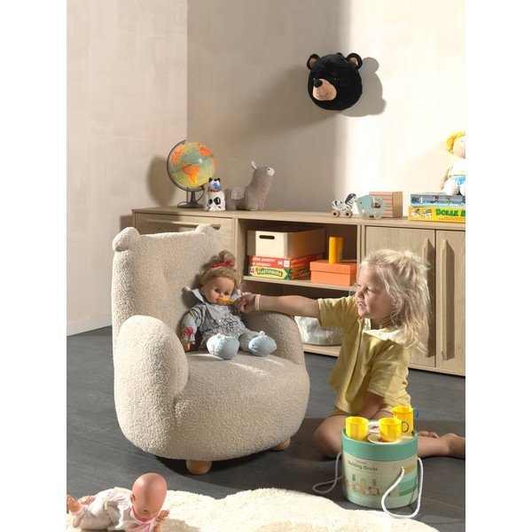 Smėlio spalvos vaikiškas krėslas iš boucle Rocky – Vipack-image-2