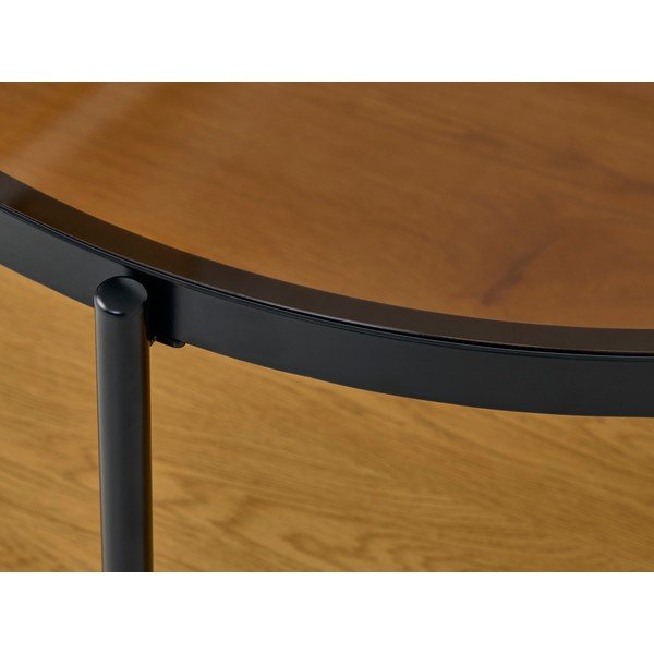 Natūralios spalvos apvalios formos kavos staliukas su stikliniu stalviršiu ø 84 cm Hassel – Unique Furniture-image-1