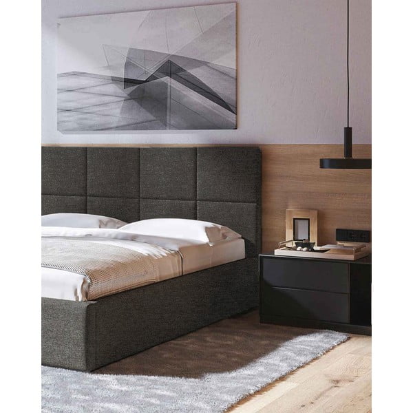 Antracito spalvos dvigulė lova audiniu dengta su sandėliavimo vieta su lovos grotelėmis 180x200 cm Bufo – MESONICA-image-4