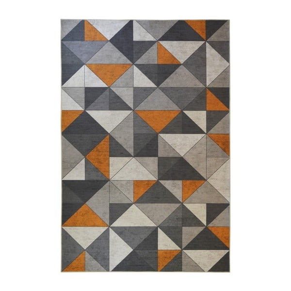 Pilkos ir oranžinės spalvos kilimas Floorita Shapes, 80 x 150 cm
