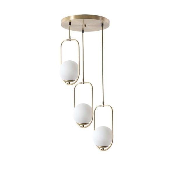 Kabantis šviestuvas baltos spalvos/auksinės spalvos ø 30 cm su stiklo gaubtu Ahu – Opviq lights