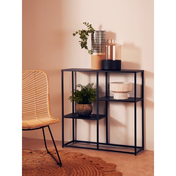 Juodos spalvos iš plieno pastatoma lentyna 80x81x26 cm Acero – Premier Housewares-image-1