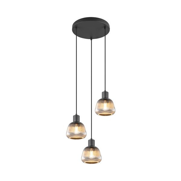 Kabantis šviestuvas juodos spalvos ø 37 cm su stiklo gaubtu Tarifa – Trio-image-2