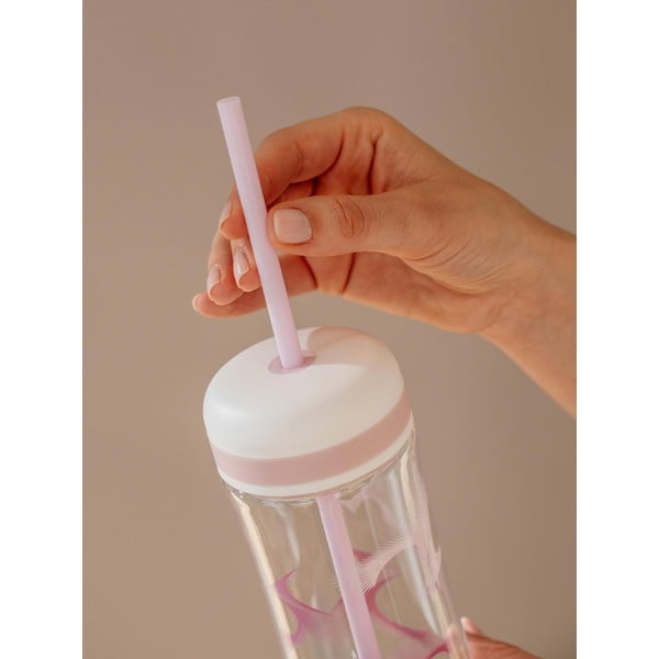 Purpurinės ir baltos spalvos gertuvė su dangteliu ir šiaudeliu Equa Flow Wave 2in1, 800 ml-image-2