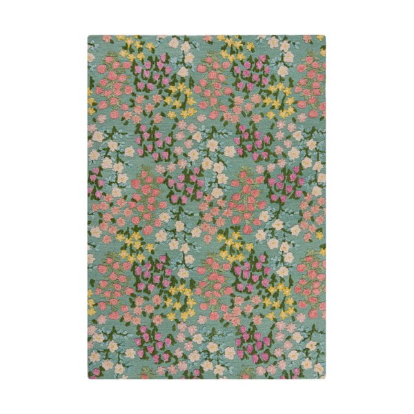 Rankų darbo mėtų spalvos iš vilnos kilimas 200x290 cm Emilia Floral – Flair Rugs