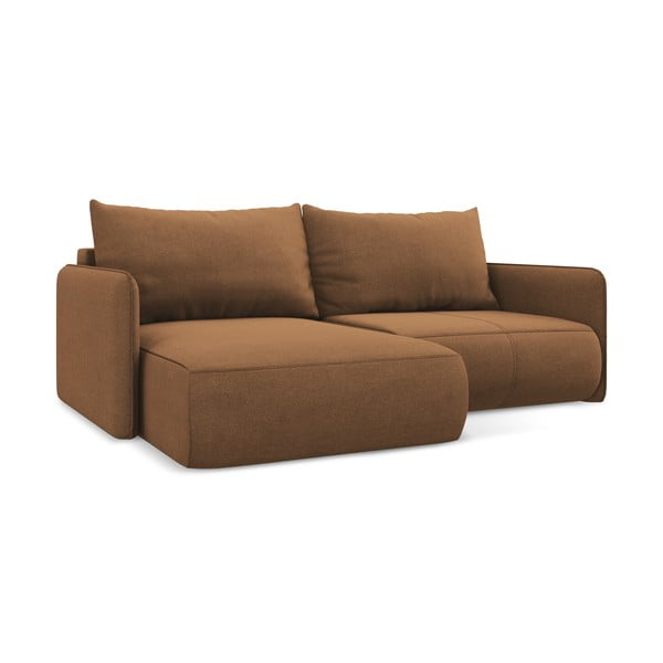 Oranžinės spalvos sulankstoma/su sandėliavimo vieta kampinė sofa (su kairiuoju kampu) Nanea – Makamii-image-3