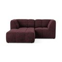 Bordo spalvos kampinė sofa iš velveto (su kairiuoju kampu/su gultu) Aloha – Makamii