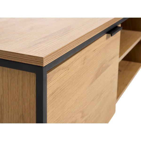 Natūralios spalvos TV spintelė iš ąžuolo 155x55x45 cm Cesura – Unique Furniture-image-4