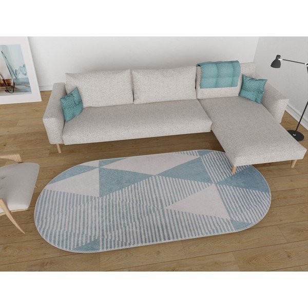 Skalbiamas kilimas mėlynos spalvos 60x100 cm Oval – Vitaus-image-1