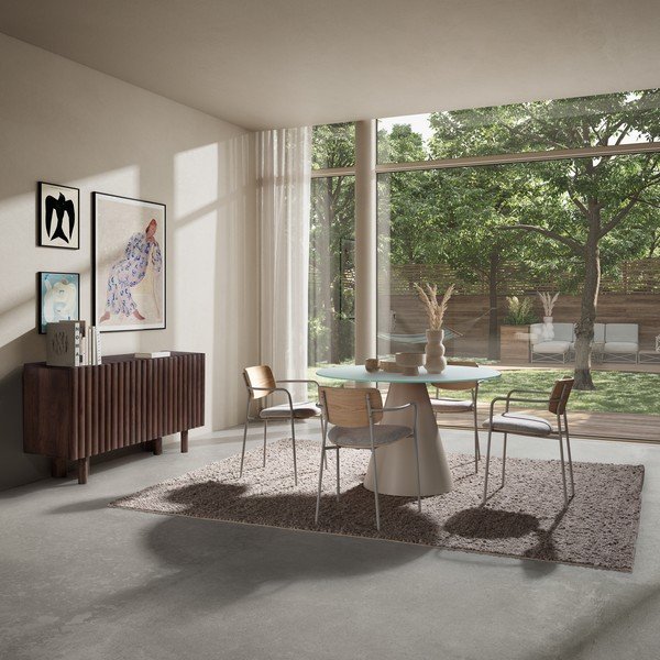 Apvalios formos valgomojo stalas su stikliniu stalviršiu ø 120 cm Vida – MOME-image-1