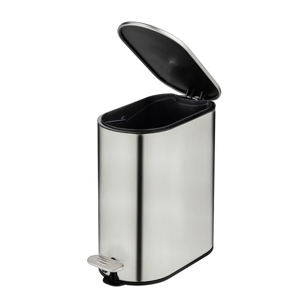 Matinės sidabrinės spalvos iš nerūdijančio plieno šiukšliadėžė su pedalu 5 l Collungo – Wenko-image-4