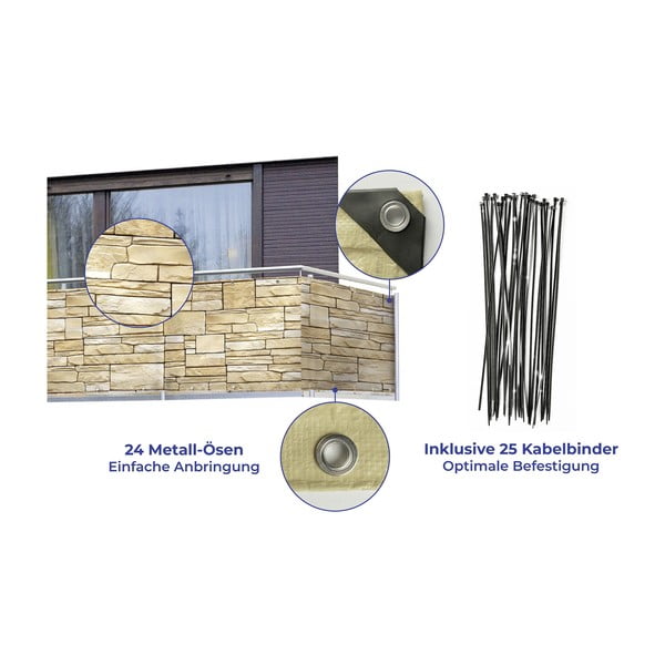 Smėlio spalvos balkono ekranas 500x85 cm - Maximex-image-4