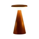 Tamsios natūralios spalvos stalinis šviestuvas LED (aukštis 14 cm) su mediniu gaubtu Sylva – Gingko