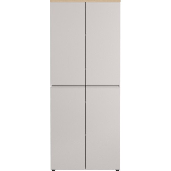 Kreminės spalvos matinis šoninė spintelė 80x197x40 cm Lissabon – Germania-image-1