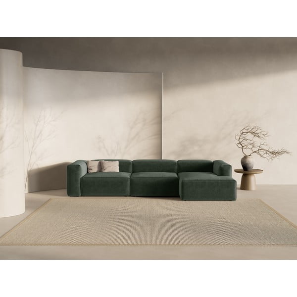 Žalios spalvos kampinė sofa (su dešiniuoju kampu/su gultu) Bergamo – Cosmopolitan Design-image-1