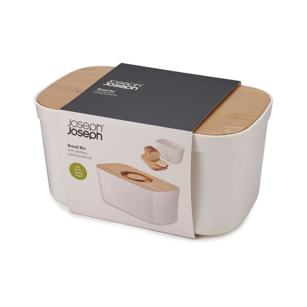 Balta duoninė su mediniu dangčiu Joseph Joseph Bin-image-1