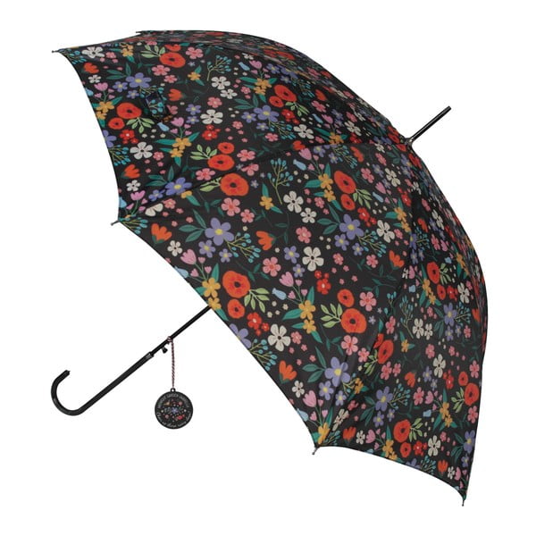 Juodas skėtis su spalvingomis detalėmis Gėlė, ⌀ 100 cm