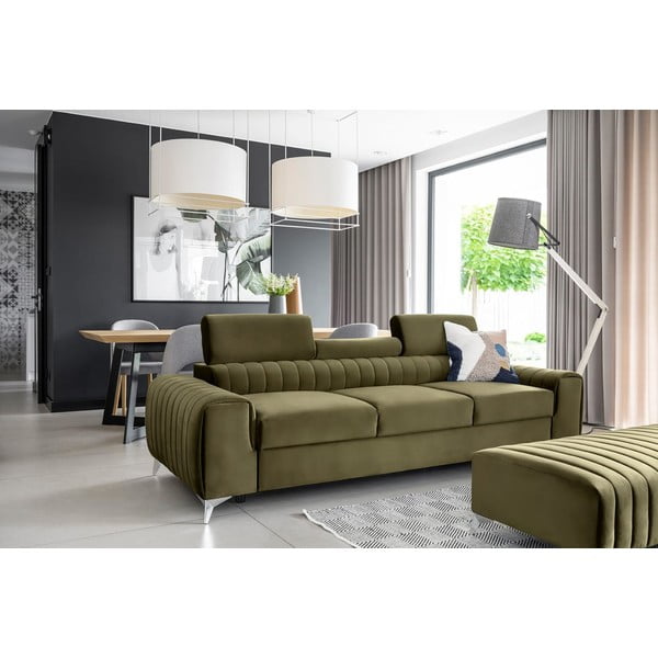 Khaki spalvos iš velveto sulankstoma sofa 261 cm Laurence – ELTAP-image-1