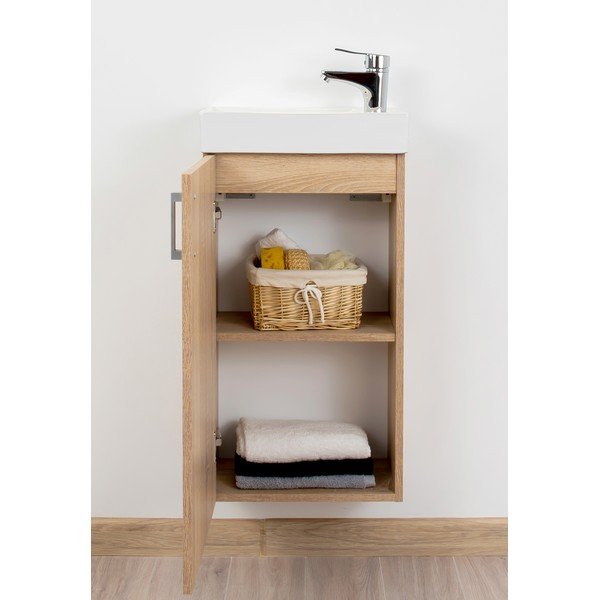 Žema/pakabinama spintelė po kriaukle natūralios spalvos iš ąžuolo 40x79 cm Oia – STOLKAR-image-3