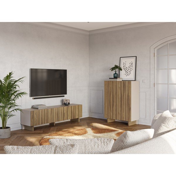 Kreminės spalvos/natūralios spalvos iš pušies masyvo spintelė 90x120x43 cm Marlo – Marckeric-image-4