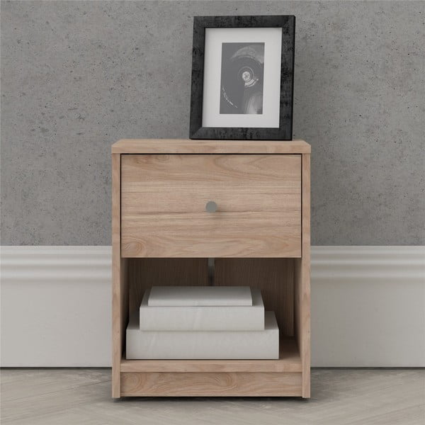 Ąžuolo dekoro naktinis staliukas su lentynomis May - Tvilum-image-4