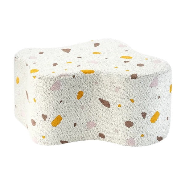 Baltos spalvos iš boucle/iš šenilinio audinio vaikiškas pufas Terrazzo Cloud – Wigiwama