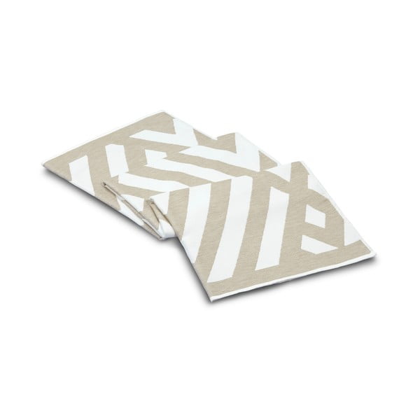 Smėlio ir baltos spalvos medvilninis vonios kilimėlis Foutastic Geometric, 100 x 180 cm-image-1